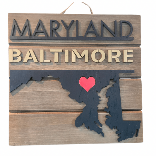 Baltimore Maryland Plank 3D Wood Sign
