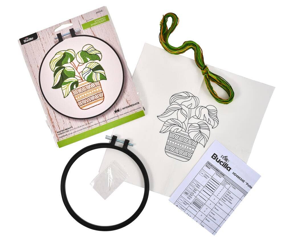 Bucilla Stamped Embroidery Kit 6" Potted Beauty