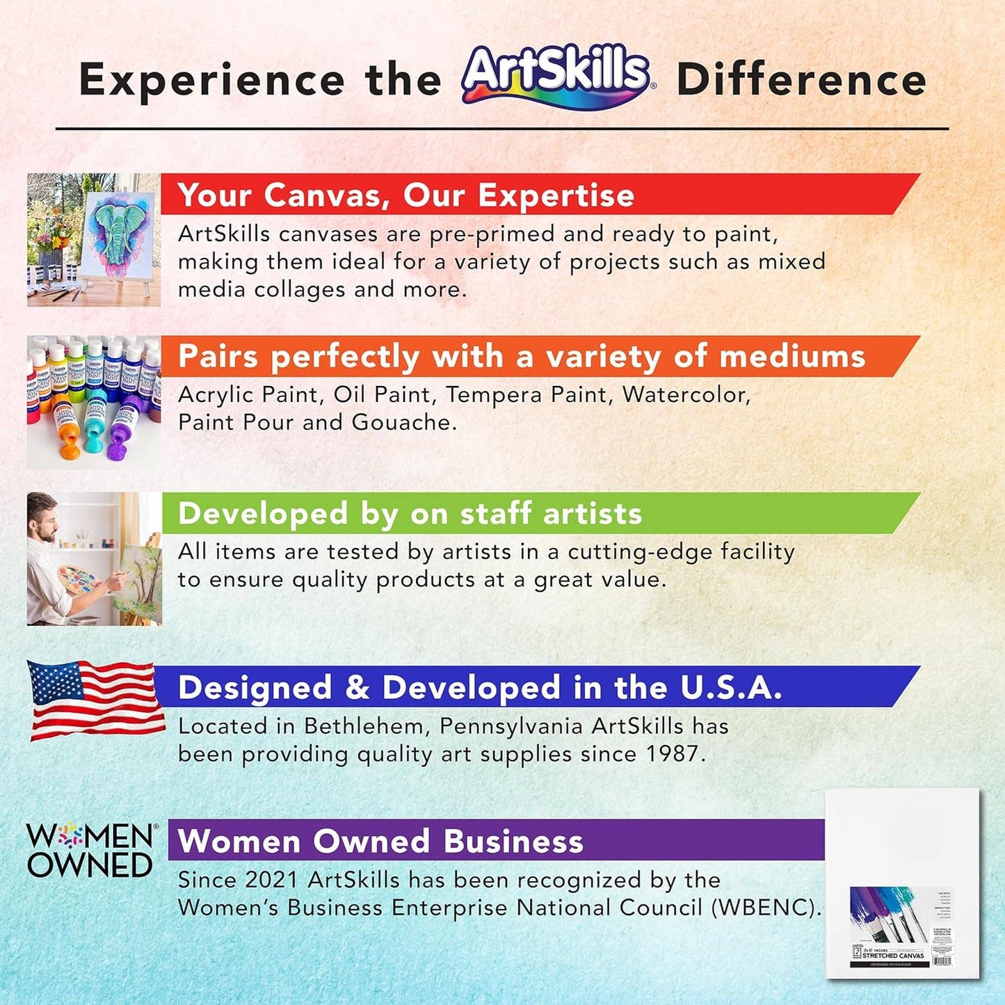 ArtSkills Stretched Canvas for Painting, 12x12 - 2-Pack