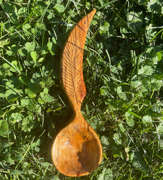 9” Feather Spalted Apple Wood Spoon
