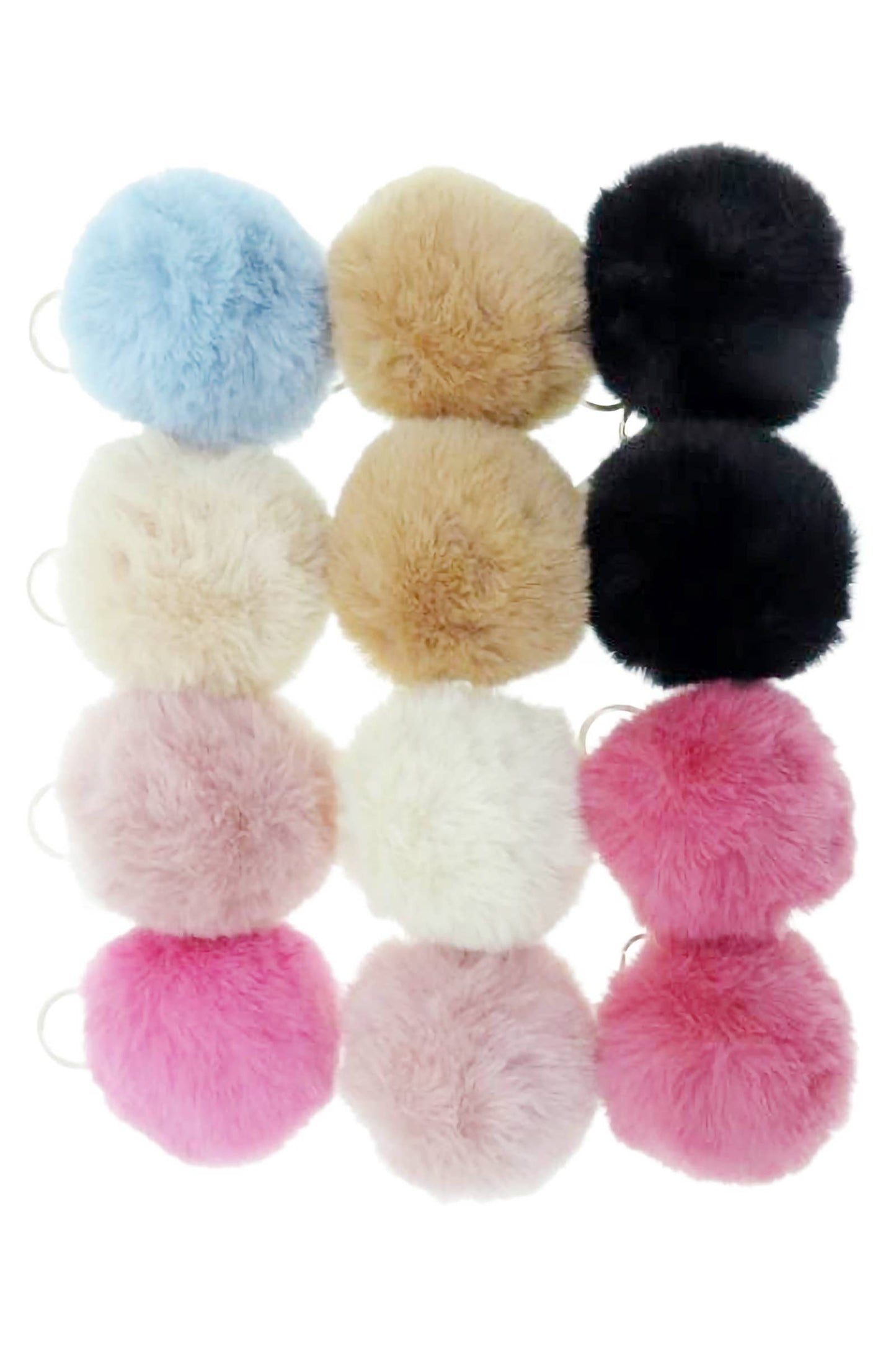 Neutral Pastel Fuzzy Faux Fur Pom Pom Key Chain