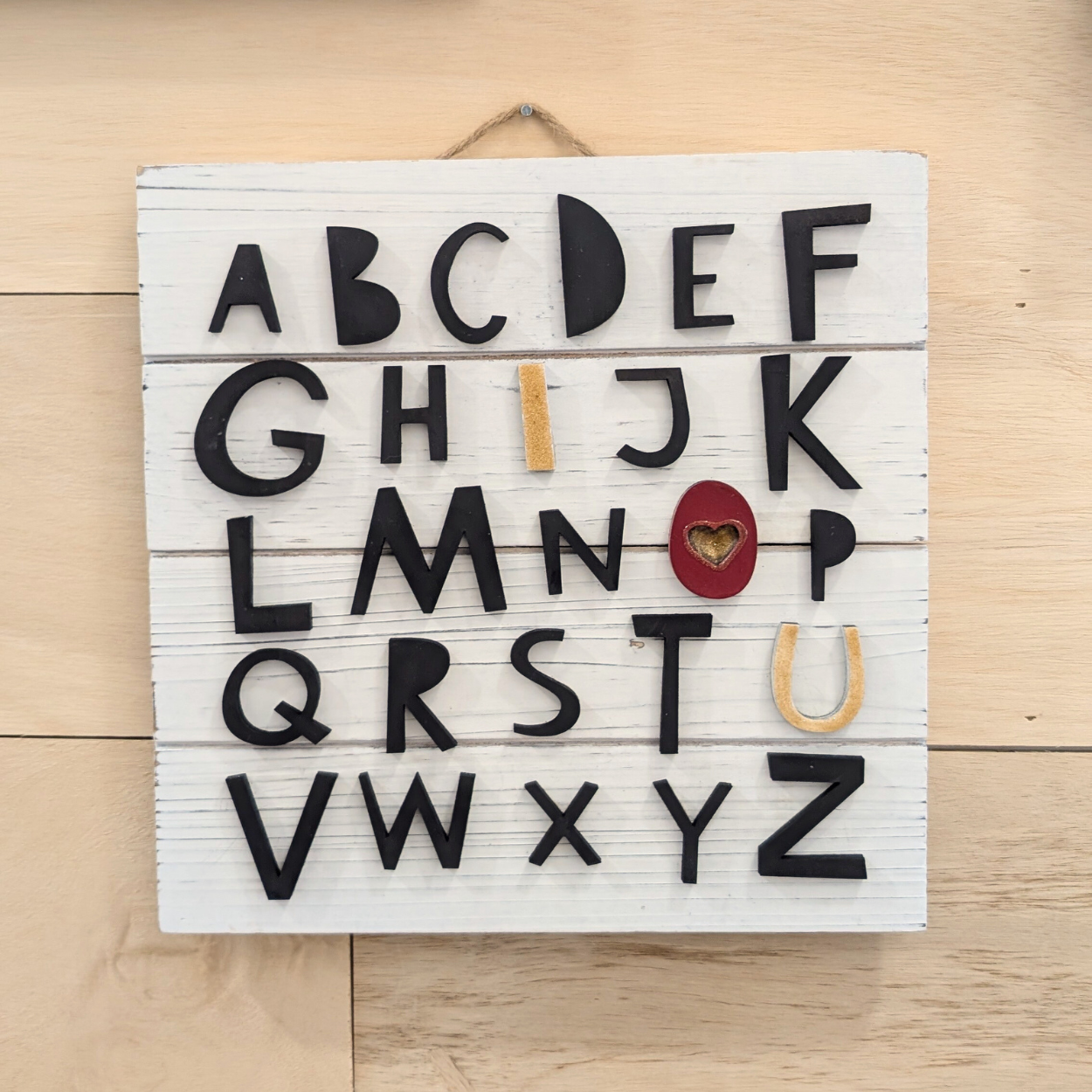 ABCD...I love you Wood Plank Sign With 3d Letters