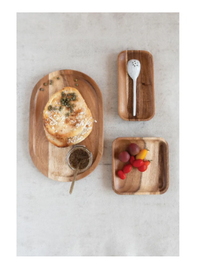 Suar Wood Small Plates, Set of 4