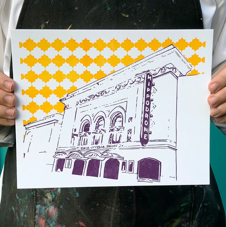 Baltimore Maryland Hippodrome Letterpress 8"x10" Poster