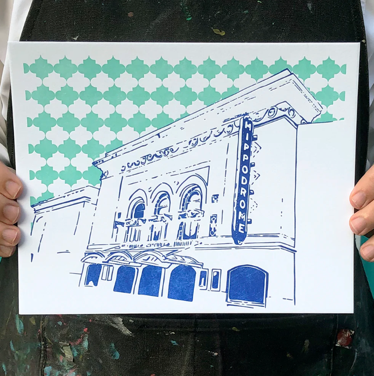 Baltimore Maryland Hippodrome Letterpress 8"x10" Poster