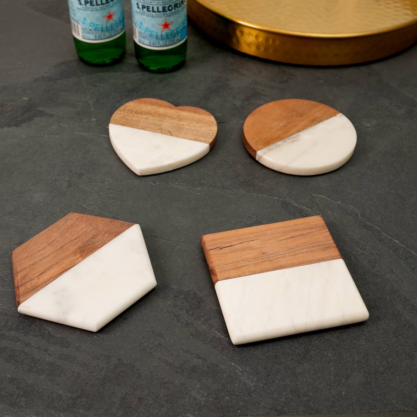 Marble & Wood Square Coasters
