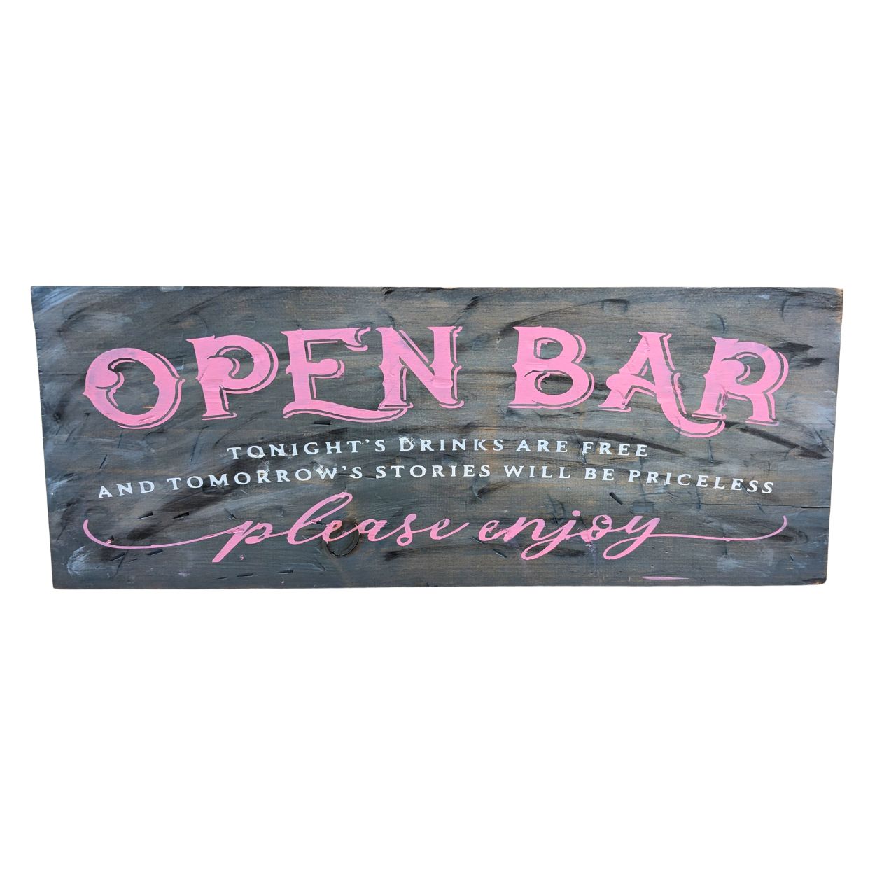 24" x 9.5" Open Bar Wood Sign