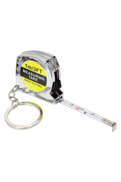 Mini Silver Measuring Tape Keychain - 1m/3ft