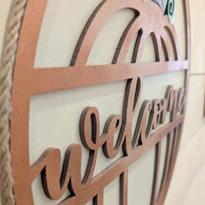 16" Round 3d Welcome Pumpkin Sign