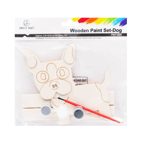 Wooden Paint Set w/ Laser-engraved Details - Dog