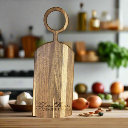 Acacia Wood Cheese Board with Circle Handle