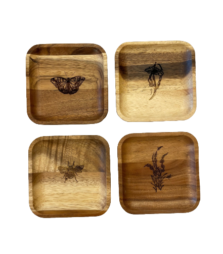 Suar Wood Small Plates, Set of 4