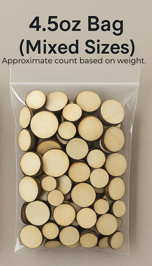 Wood Craft Coins – Bag of Birch Tokens for DIY Projects, Games & Craf