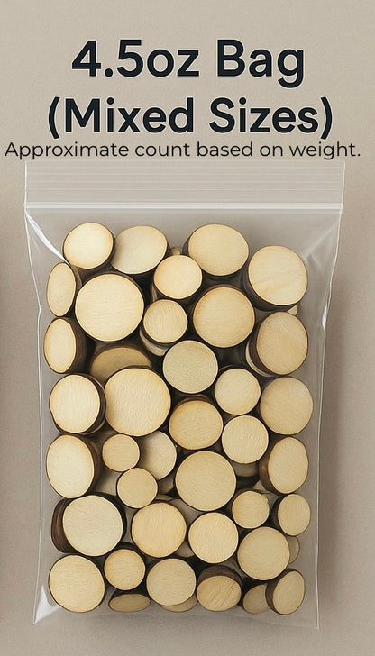Wood Craft Coins – Bag of Birch Tokens for DIY Projects, Games & Craf