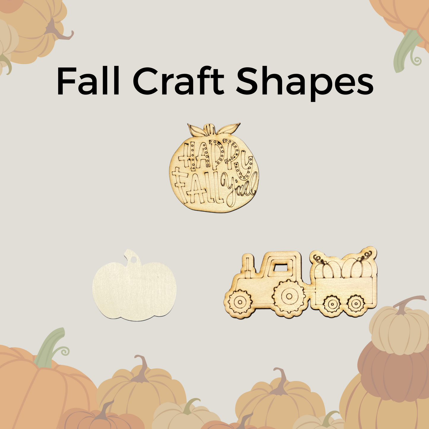 Fall Wood Craft Cutouts – Pumpkins & Tractor Designs