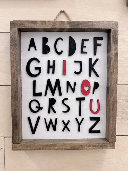 I ❤️ U Alphabet Wood Sign | 11”x13”