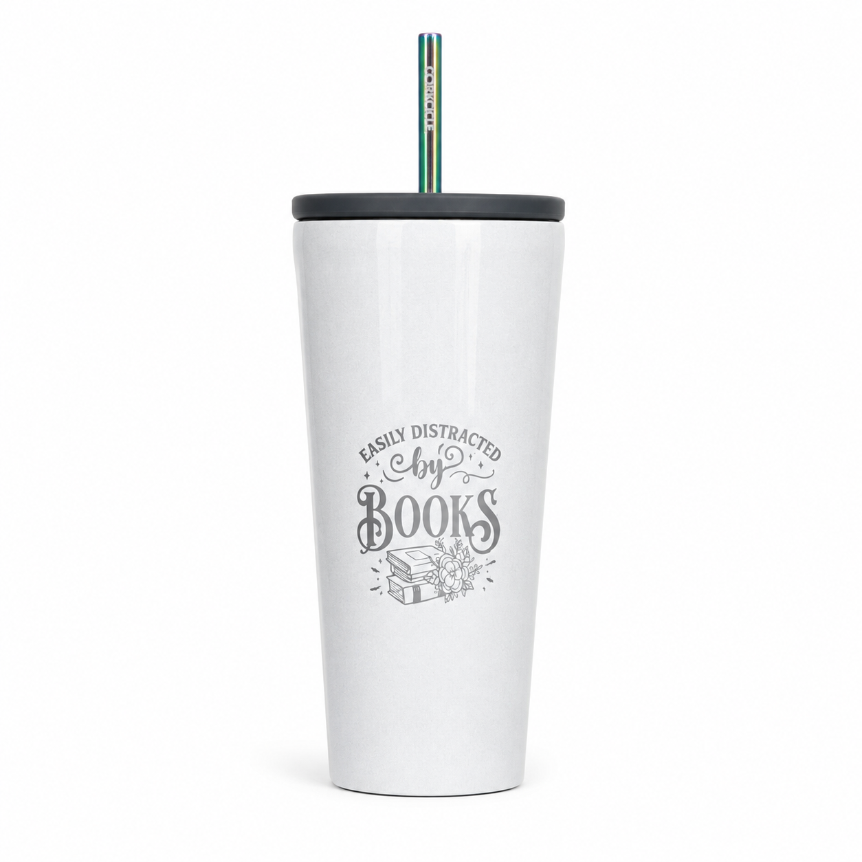 Easily Distracted by Books engraved Corkcicle® 24oz Cold Cup