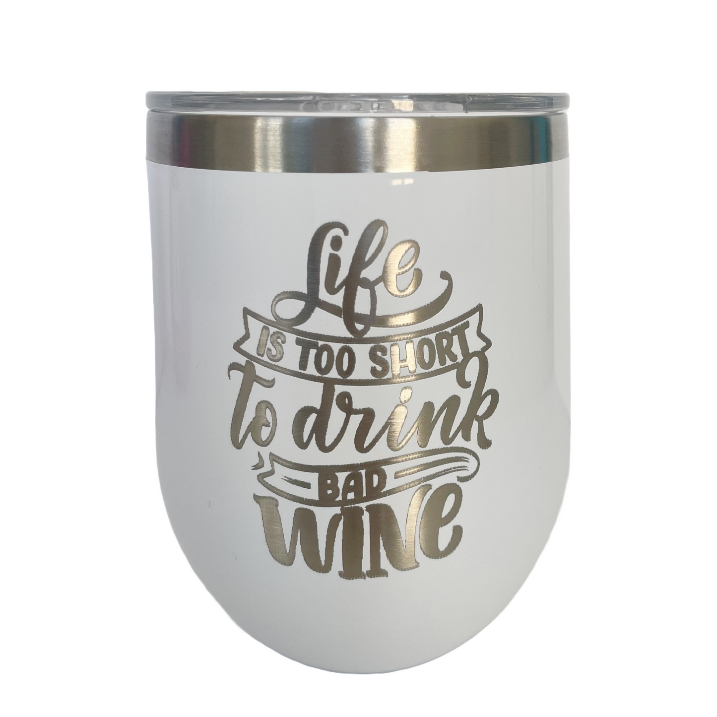 Life is Too Short Engraved Corkcicle® 12oz Stemless Tumbler