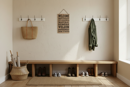Welcome in Many Languages Wood Sign | 10"x15"