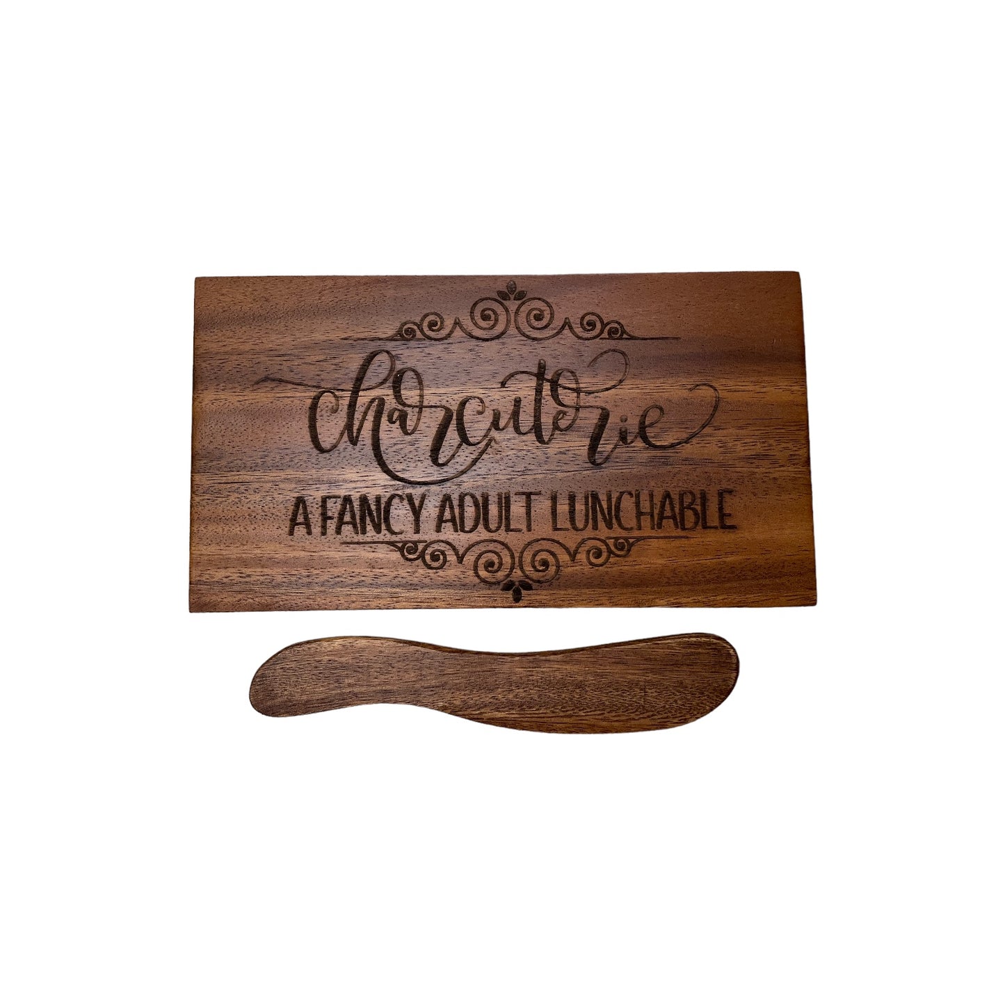 Hand-Carved Acacia Wood Small Board with Canape Knife | Charcuterie, Cheese