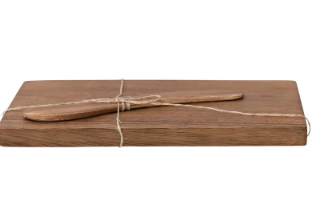 Hand-Carved Acacia Wood Small Board with Canape Knife | Charcuterie, Cheese