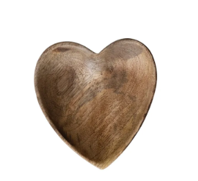 Mango Wood Heart Shaped Dish | Love