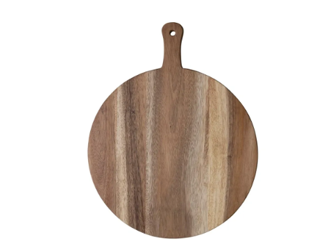 Round Suar Wood Cheese Board w/ Handle, Natural Variations