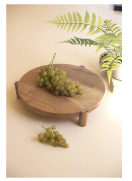 Round Acacia Wood Footed Serving Board