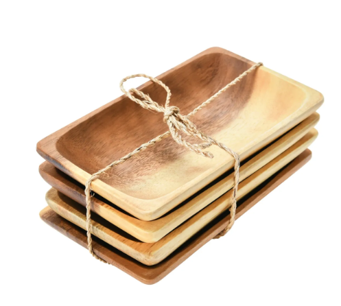 In Our Home…Small Rectangle Acacia Wood Trays, Set of 4