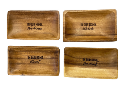 In Our Home…Small Rectangle Acacia Wood Trays, Set of 4