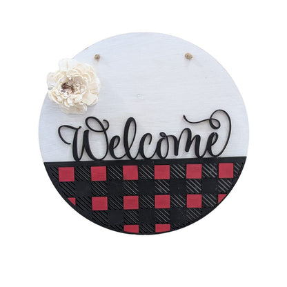 9.5" Round Welcome wood sign