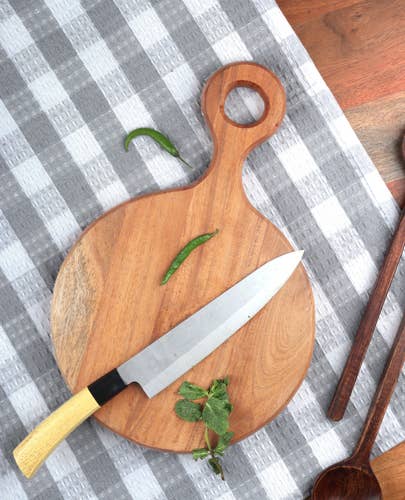 Acacia Wood Cutting/Cheese Board with Handle