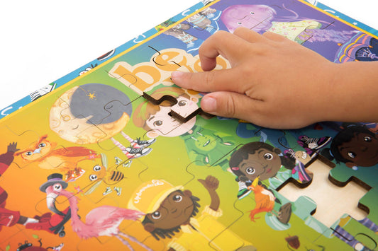 48pc FSC Wood Puzzle – Rainbow Kicks & Zoo Animals (Age 4+)