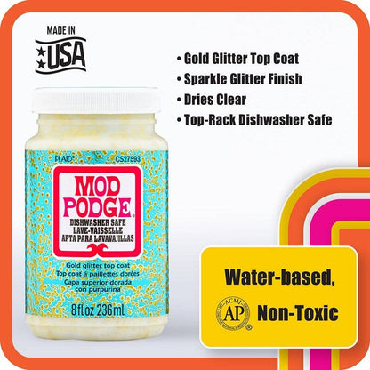Mod Podge ® Dishwasher Safe Glitter - Gold, 8 oz