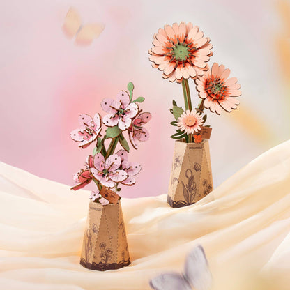 3D Wooden Flower Puzzles: Orange Gerbera Daisy