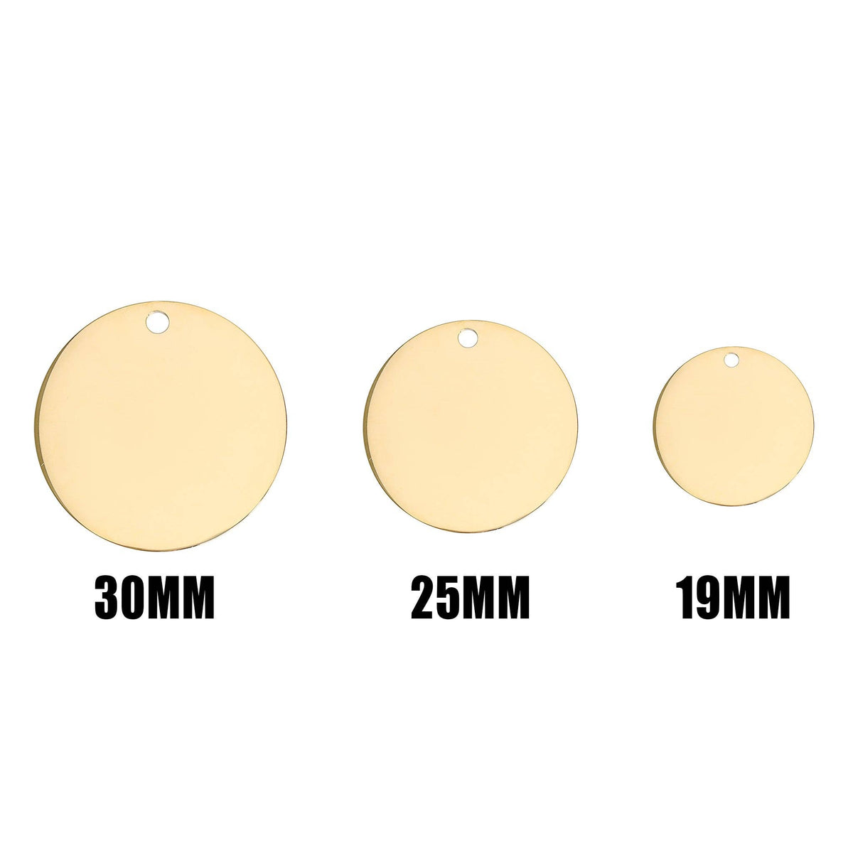 18K Gold PVD Circular Pet Tag / PDL0129