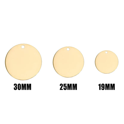 18K Gold PVD Circular Pet Tag / PDL0129