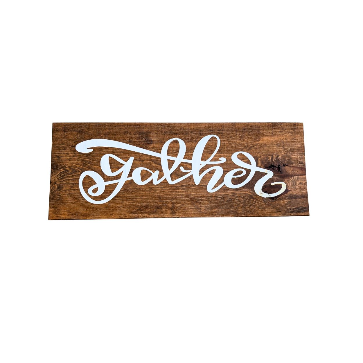 Gather Script Wood Sign