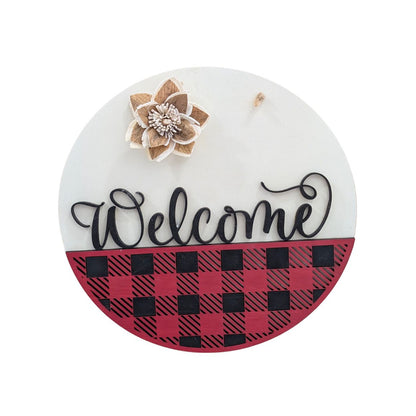 9.5" Round Welcome wood sign